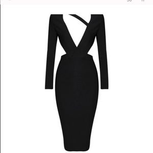 BLACK BANDAGE DRESS SIZE 2 LBD SEXY OPEN BACKLESS